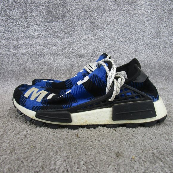 Adidas Nmd Human Race Trail X Pharrell Mens Size 8 Bbc Blue Plaid Ef7387 - Picture 3 of 7